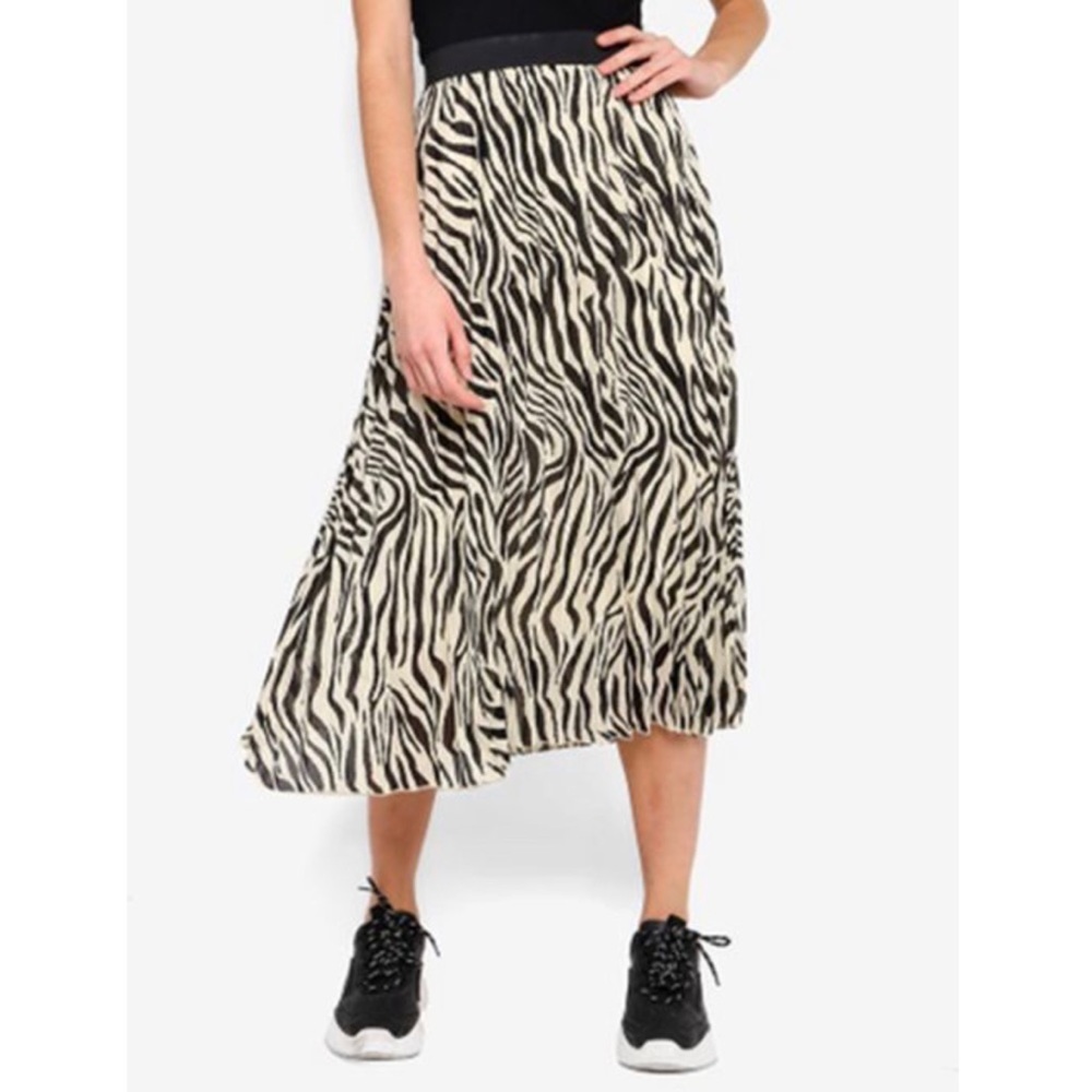 Cotton On Woven Daria Pleated Zebra Midi Skirt XS